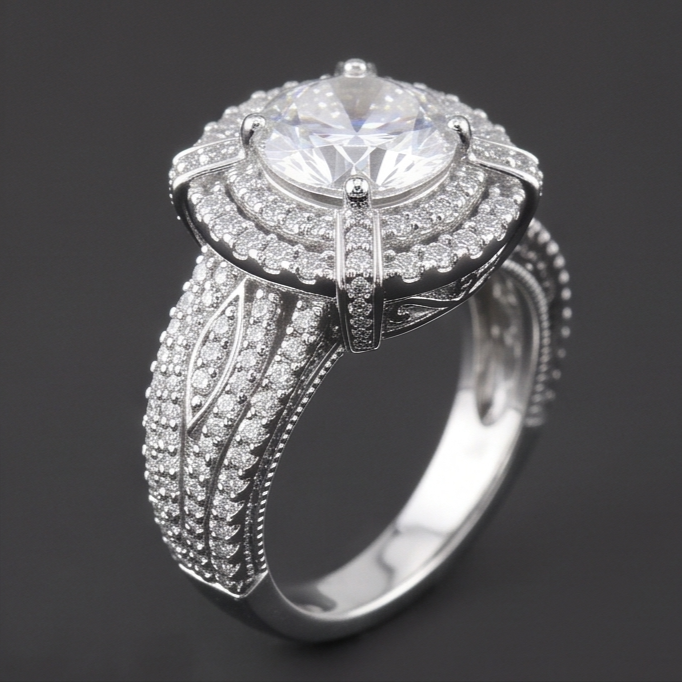 Natural Diamond Ring 3ct - White Gold 14K