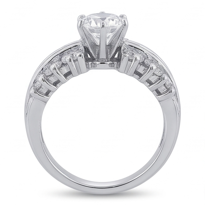 Natural Diamond Ring 3ct - White Gold 14K