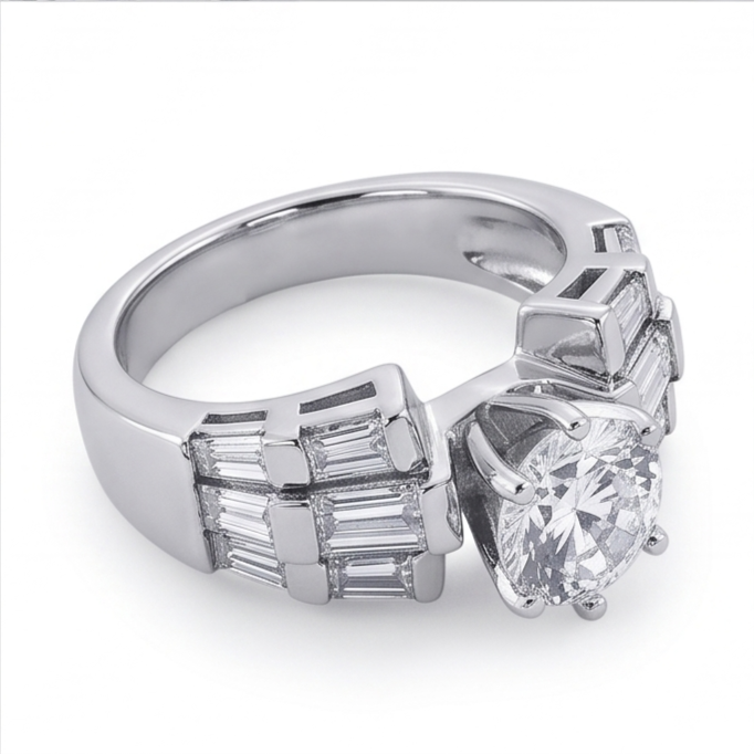 Natural Diamond Ring 3ct - White Gold 14K