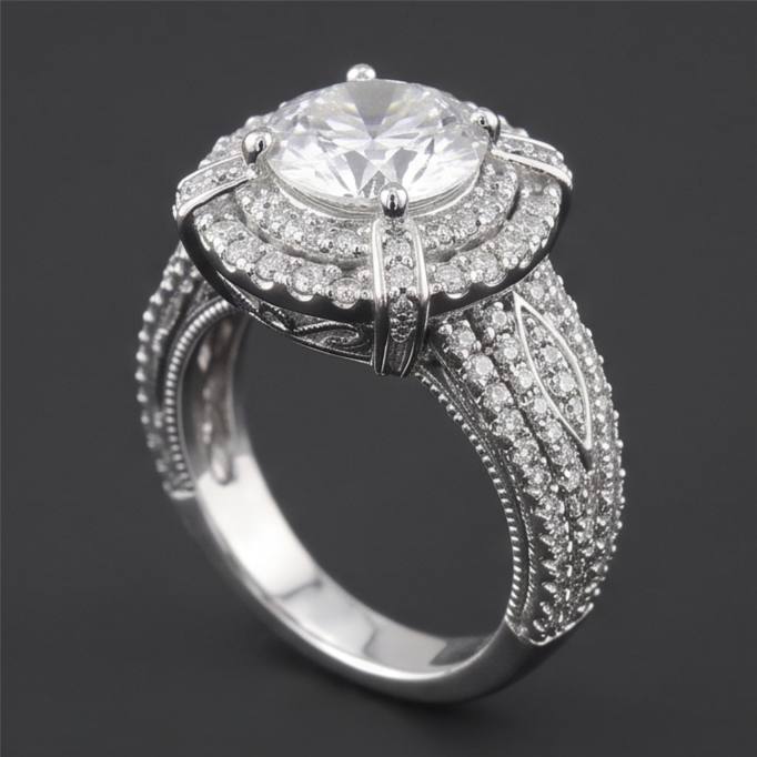 Natural Diamond Ring 3ct - White Gold 14K