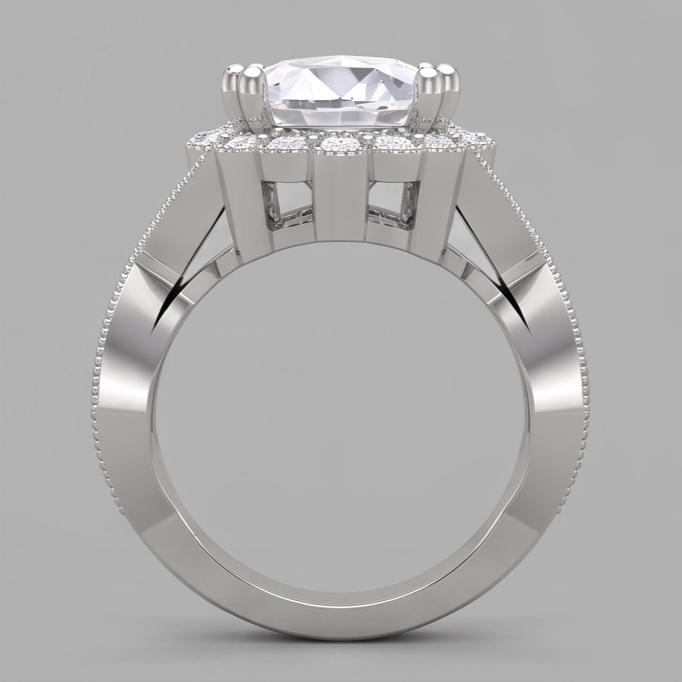 Natural Diamond Ring 3ct - White Gold 14K