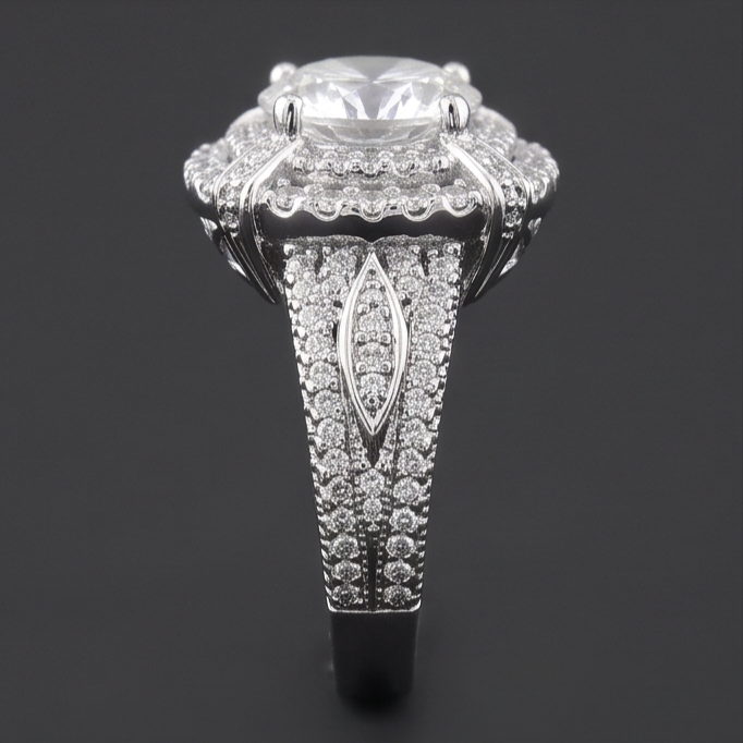 Natural Diamond Ring 3ct - White Gold 14K