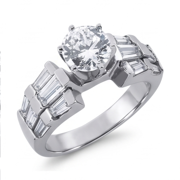 Natural Diamond Ring 3ct - White Gold 14K
