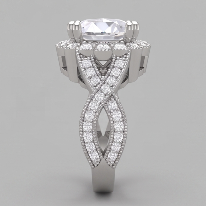 Natural Diamond Ring 3ct - White Gold 14K
