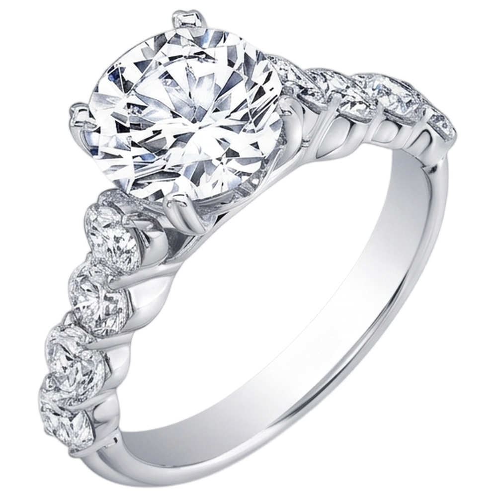 Natural Diamond Ring 4.10ct - White Gold 14K
