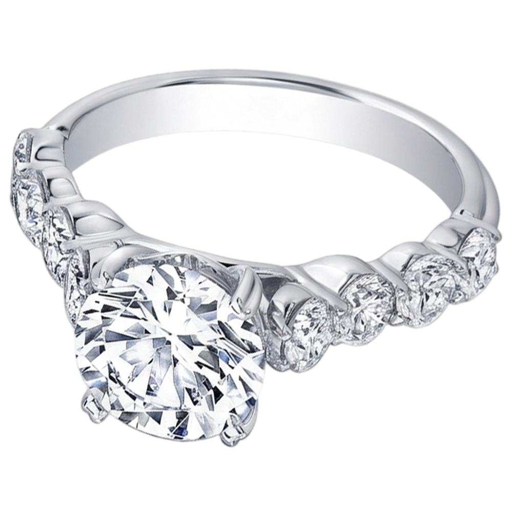 Natural Diamond Ring 4.10ct - White Gold 14K