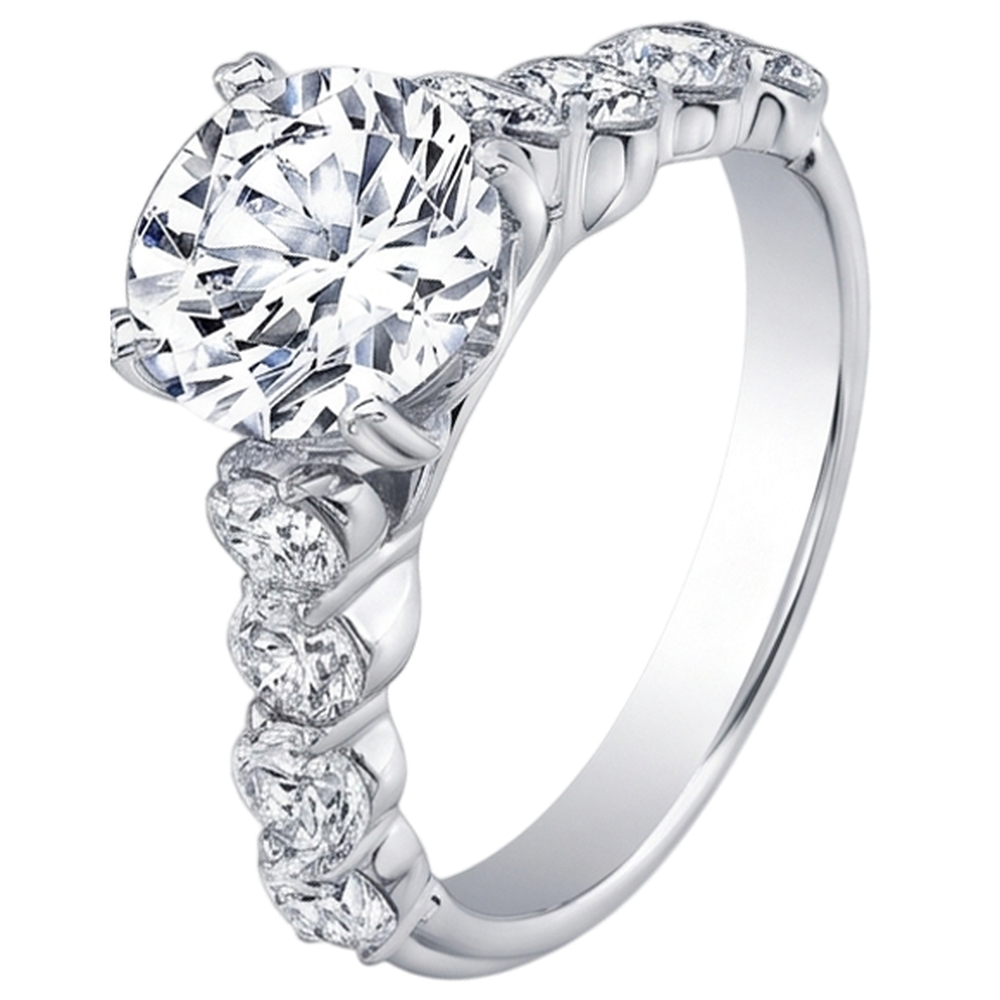 Natural Diamond Ring 4.10ct - White Gold 14K