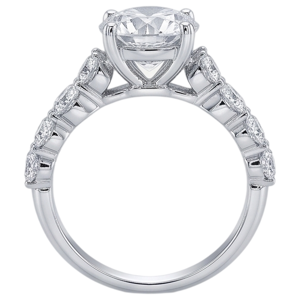Natural Diamond Ring 4.10ct - White Gold 14K