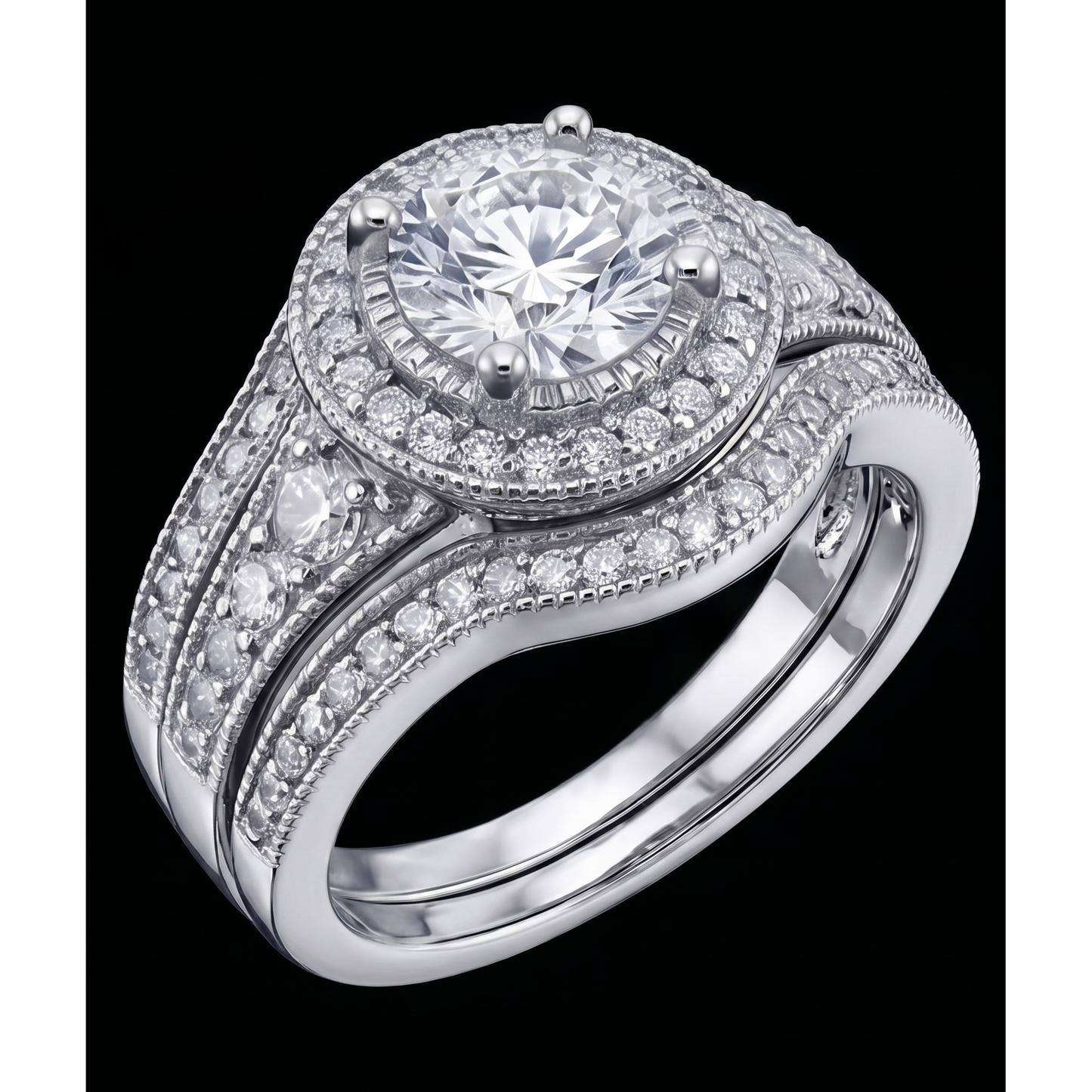Natural Diamond Ring 4ct - White Gold 14K