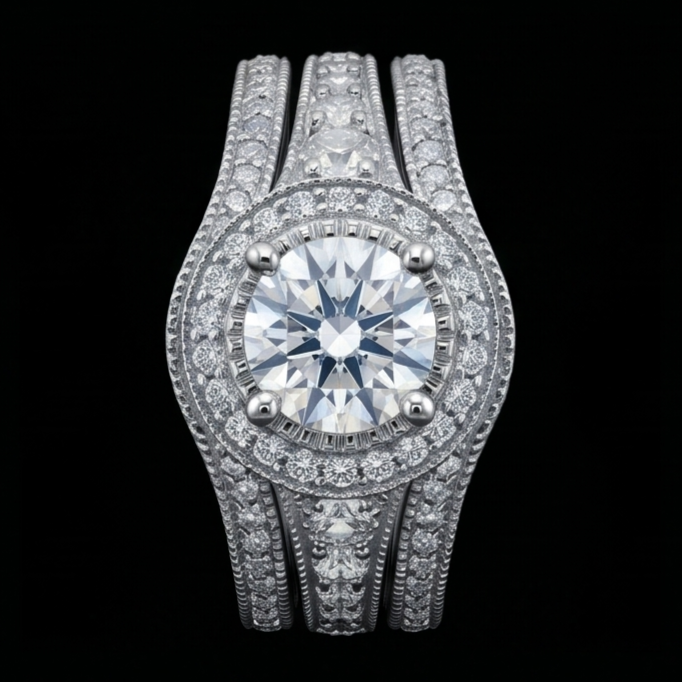 Natural Diamond Ring 4ct - White Gold 14K