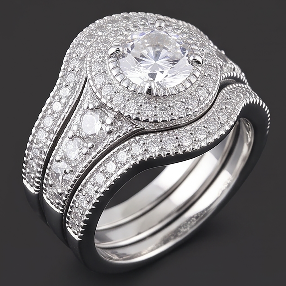 Natural Diamond Ring 4ct - White Gold 14K