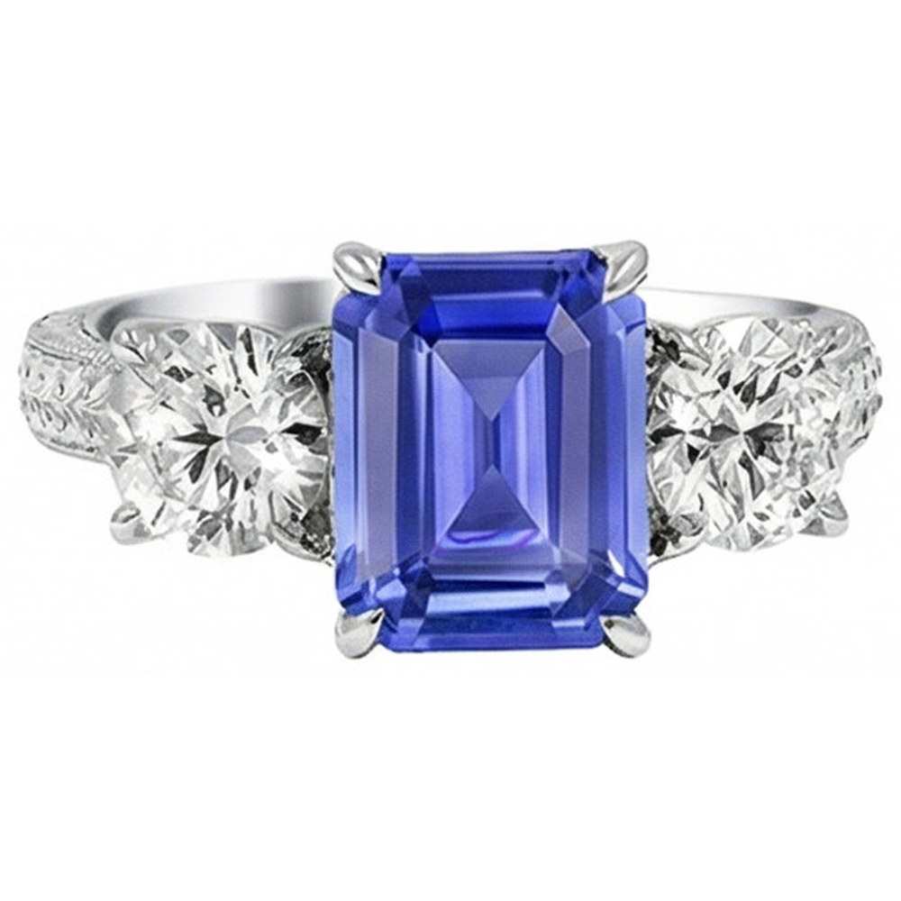 natural emerald sapphire 3ct ring front view