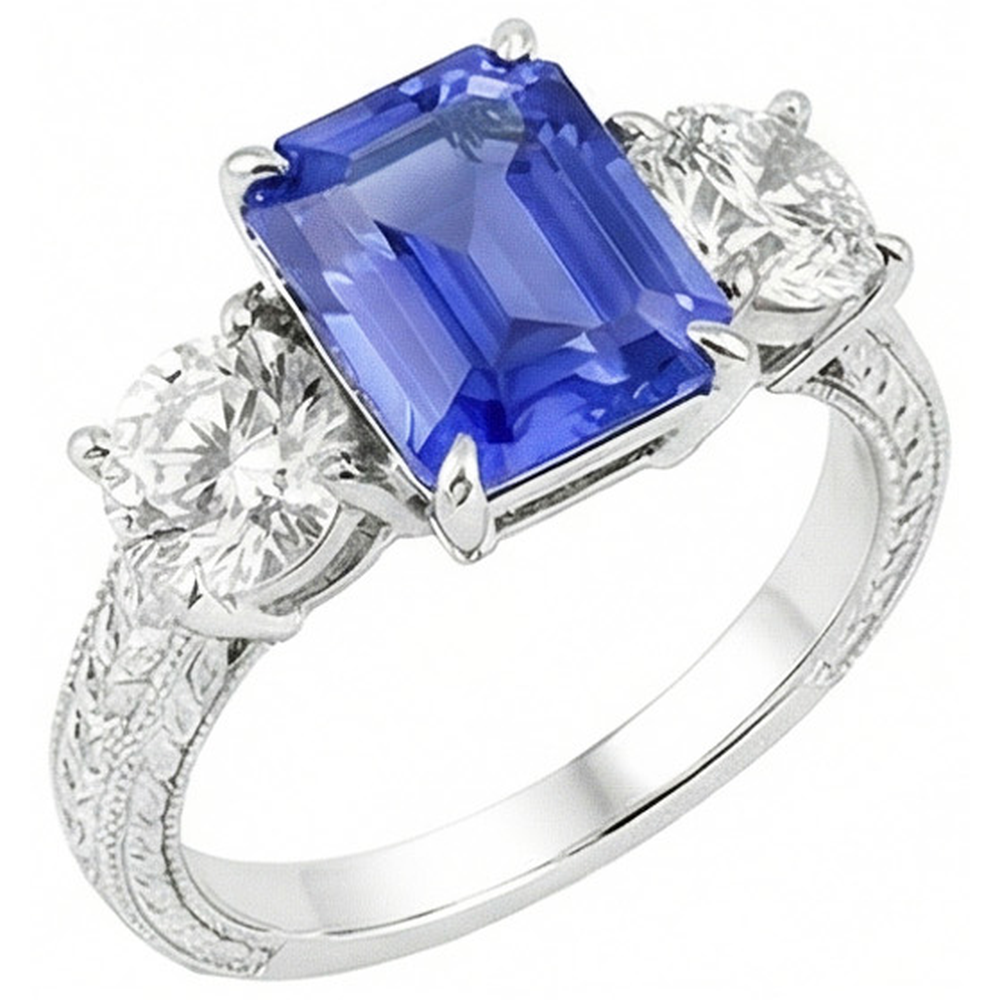 natural emerald sapphire 3ct ring side angle