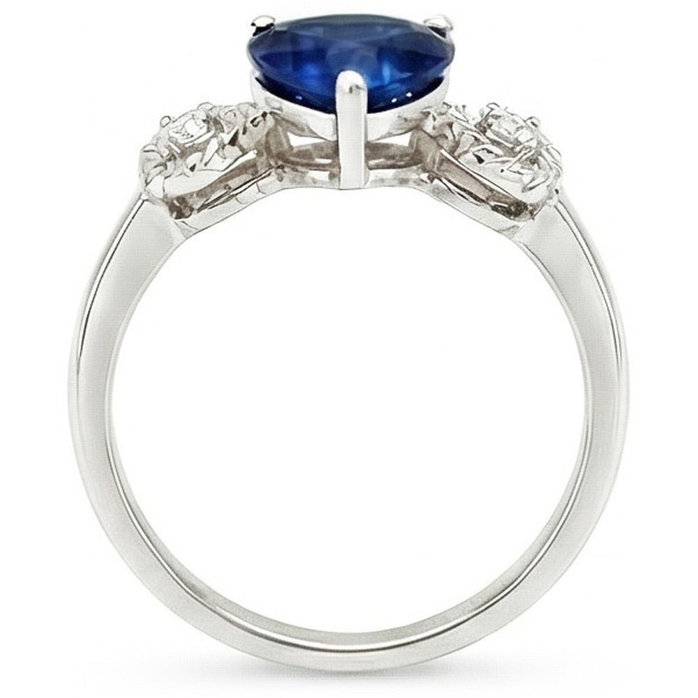 natural round sapphire 2.25ct ring profile view
