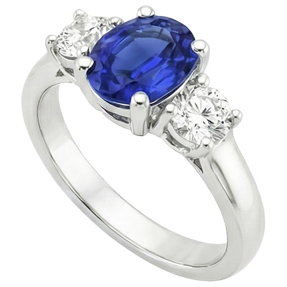 natural round sapphire 2.50ct ring close up detail