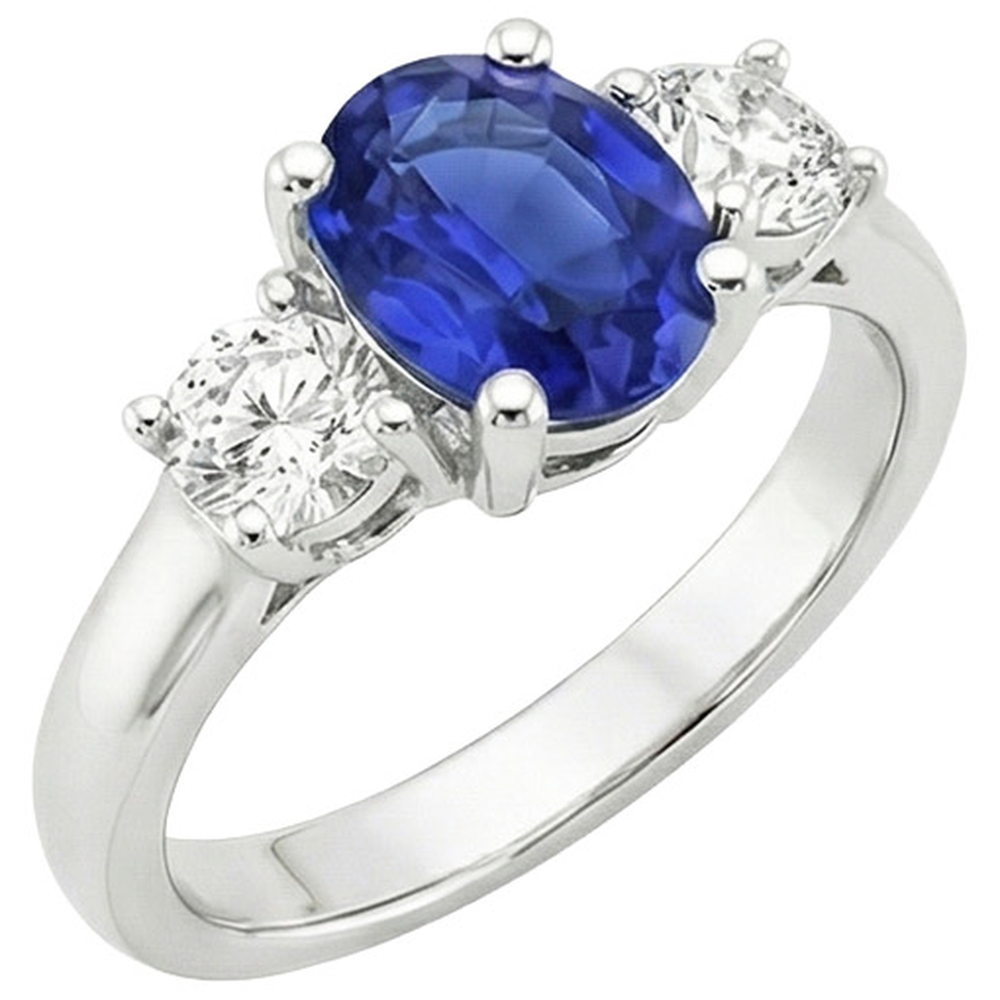 natural round sapphire 2.50ct ring top view