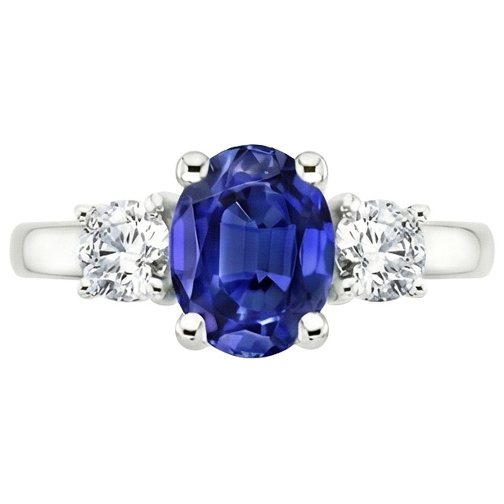 natural round sapphire 2.50ct ring profile view
