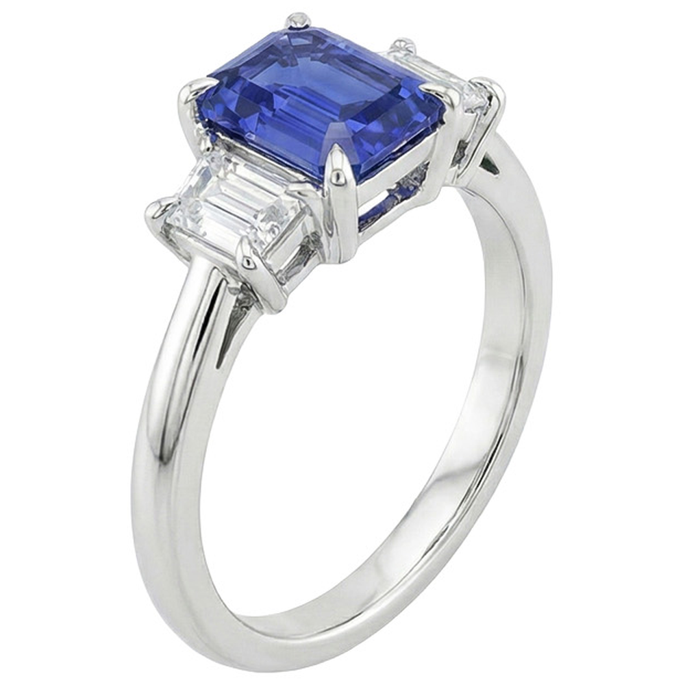 natural emerald sapphire 3.50ct ring close up detail