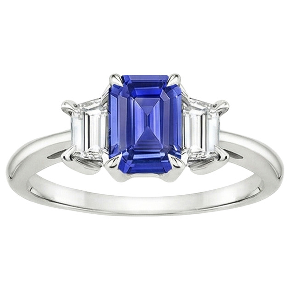 natural emerald sapphire 3.50ct ring top view
