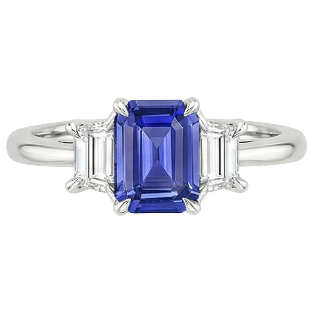 natural emerald sapphire 3.50ct ring profile view