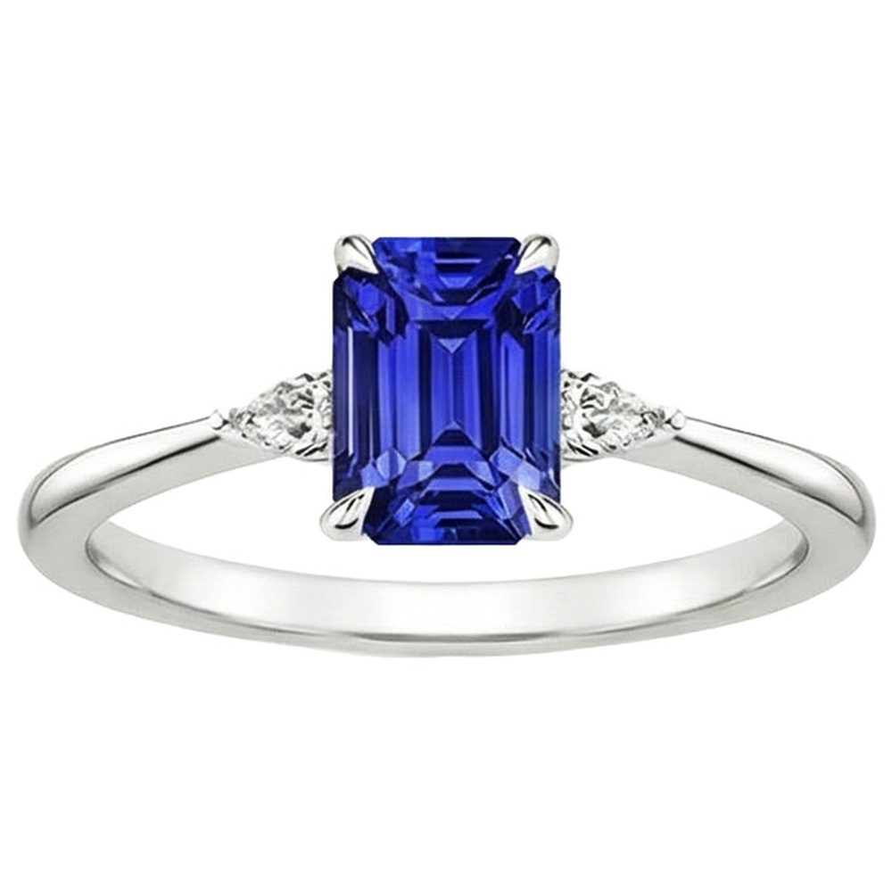natural emerald sapphire 3.25ct ring top view