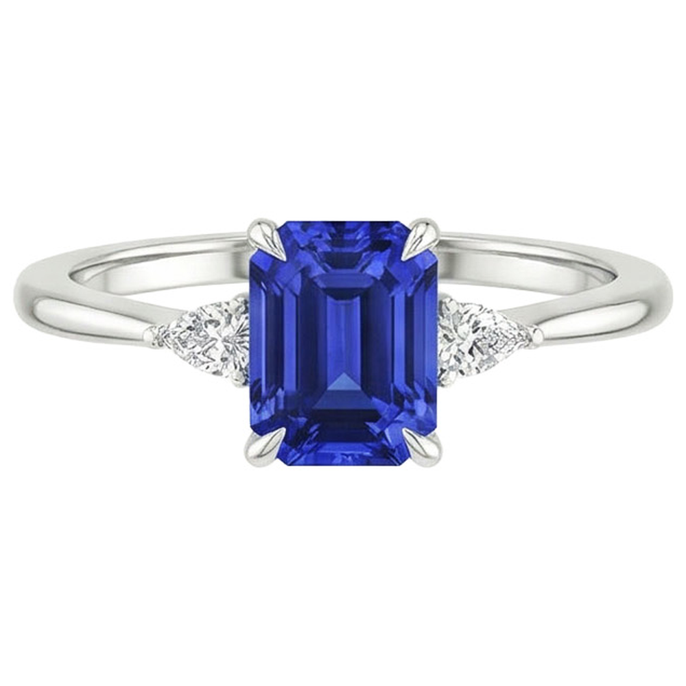 natural emerald sapphire 3.25ct ring profile view