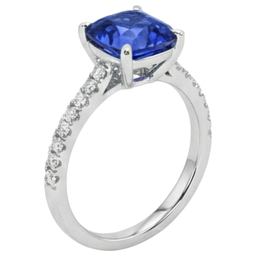 natural round sapphire 2.50ct ring top view