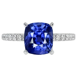 Natural Sapphire Ring 2.50ct - White Gold 14K