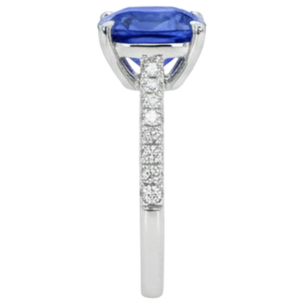 natural round sapphire 2.50ct ring profile view
