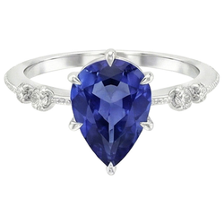 Natural Sapphire Ring 2.50ct - White Gold 14K