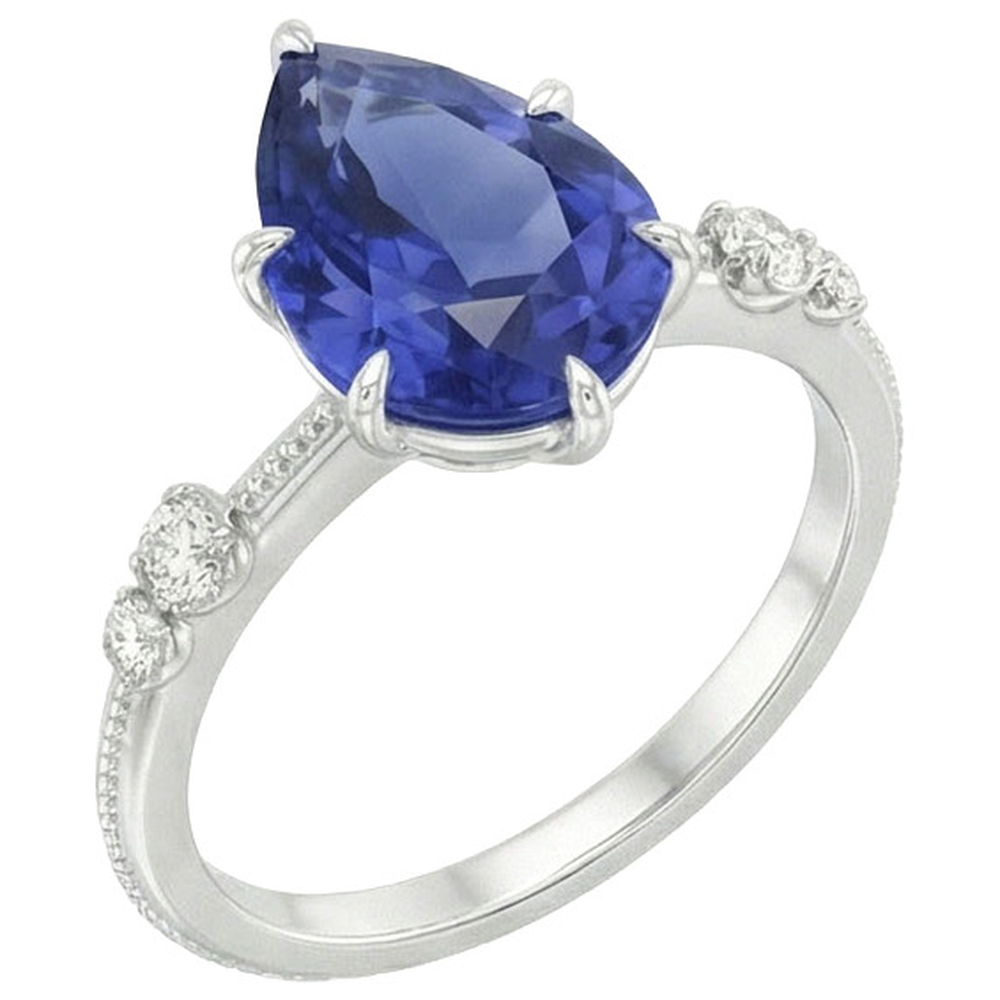 natural round sapphire 2.50ct ring side angle