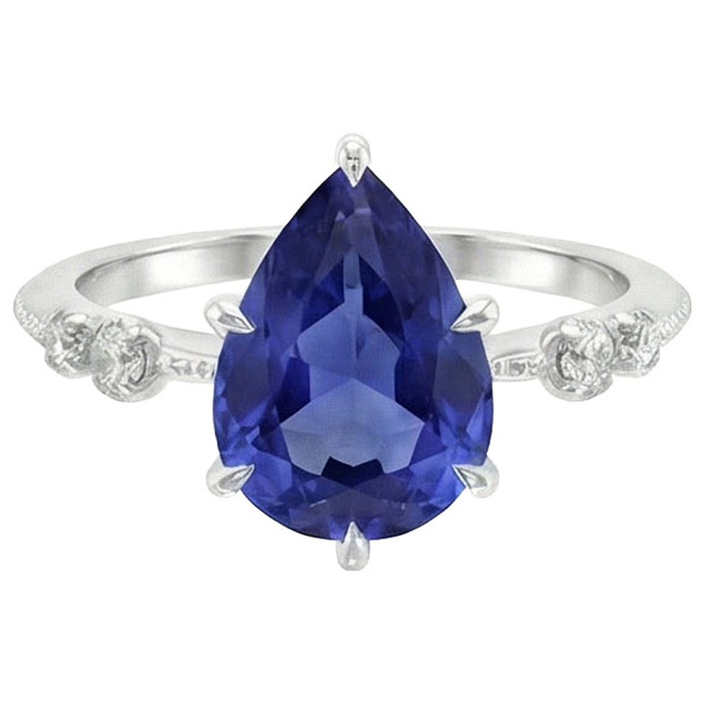 natural round sapphire 2.50ct ring close up detail