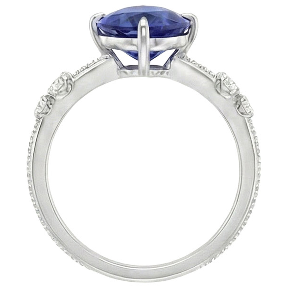 natural round sapphire 2.50ct ring profile view