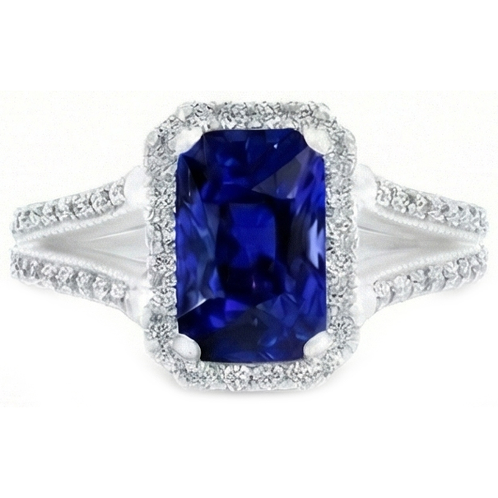 natural round sapphire 5.50ct ring close up detail