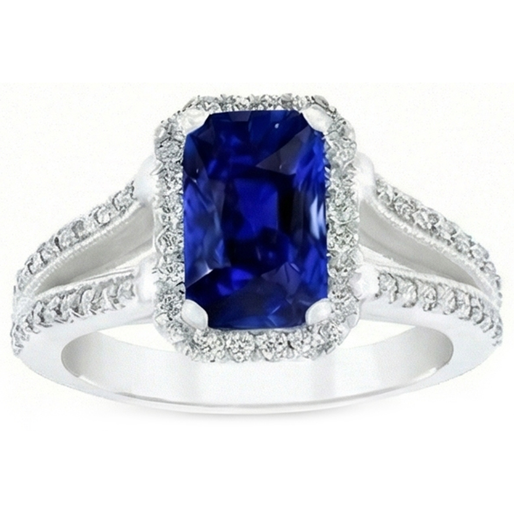natural round sapphire 5.50ct ring top view