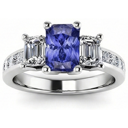 Natural Sapphire Ring 3ct - White Gold 14K