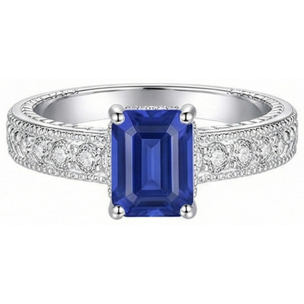 natural emerald sapphire 2.50ct ring front view