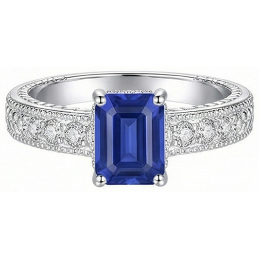 natural emerald sapphire 2.50ct ring front view