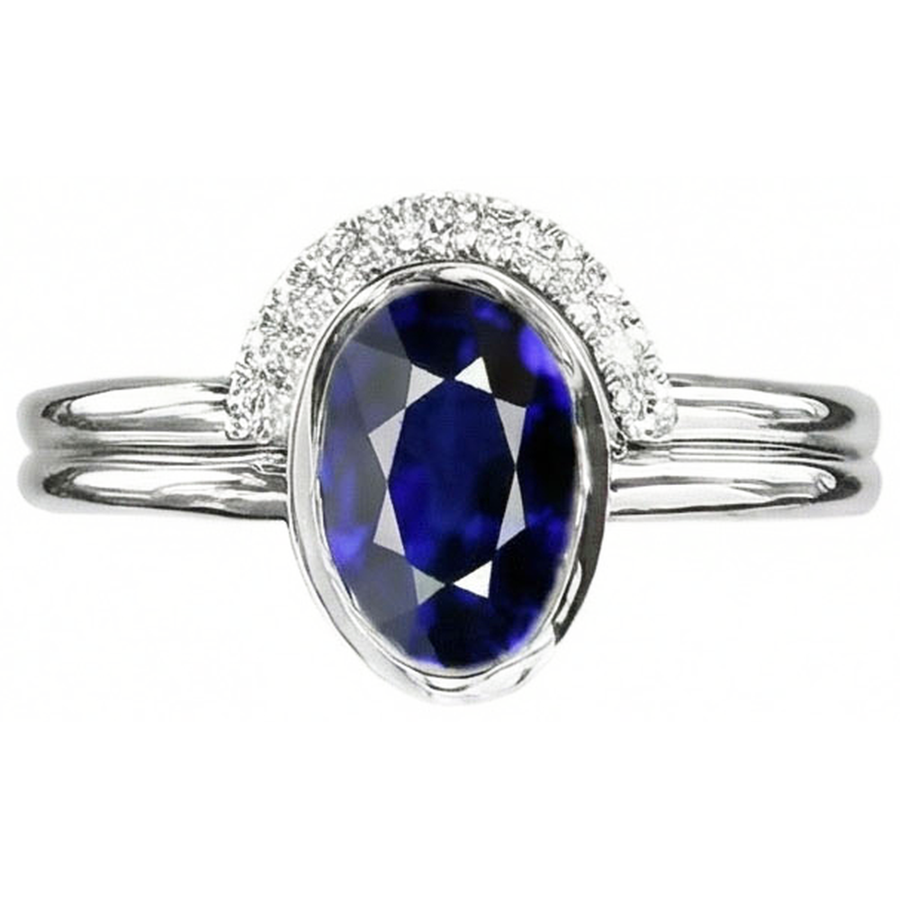 natural round sapphire 3ct band close up detail
