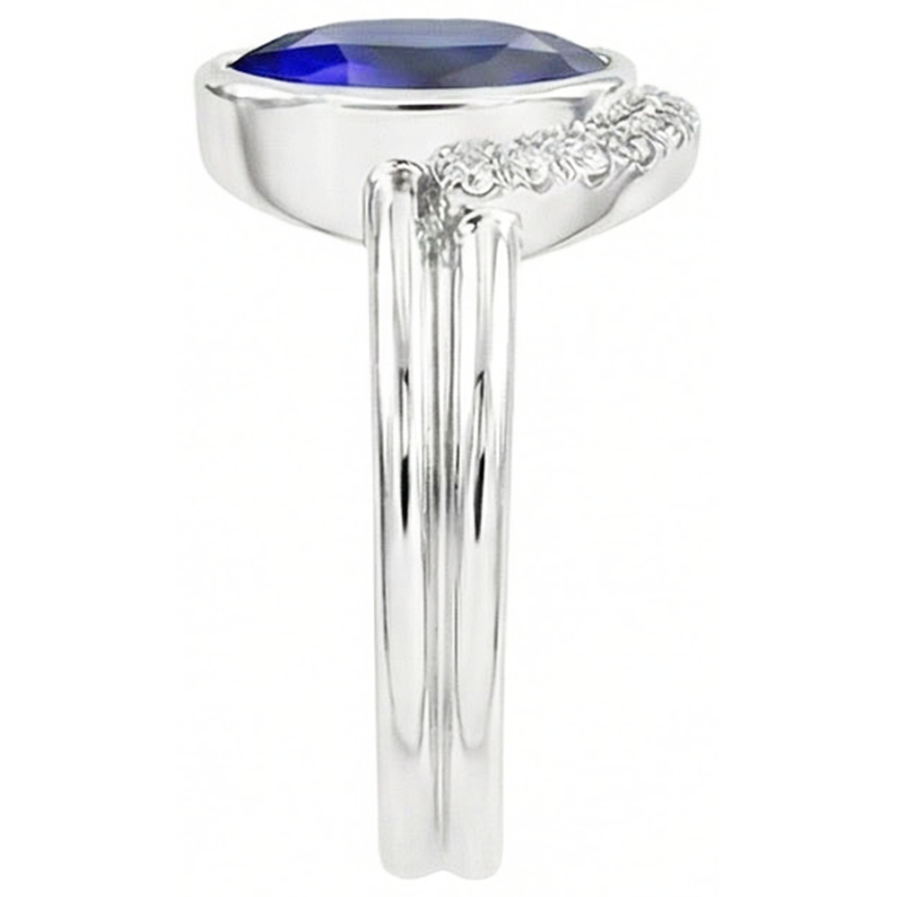 natural round sapphire 3ct band profile view