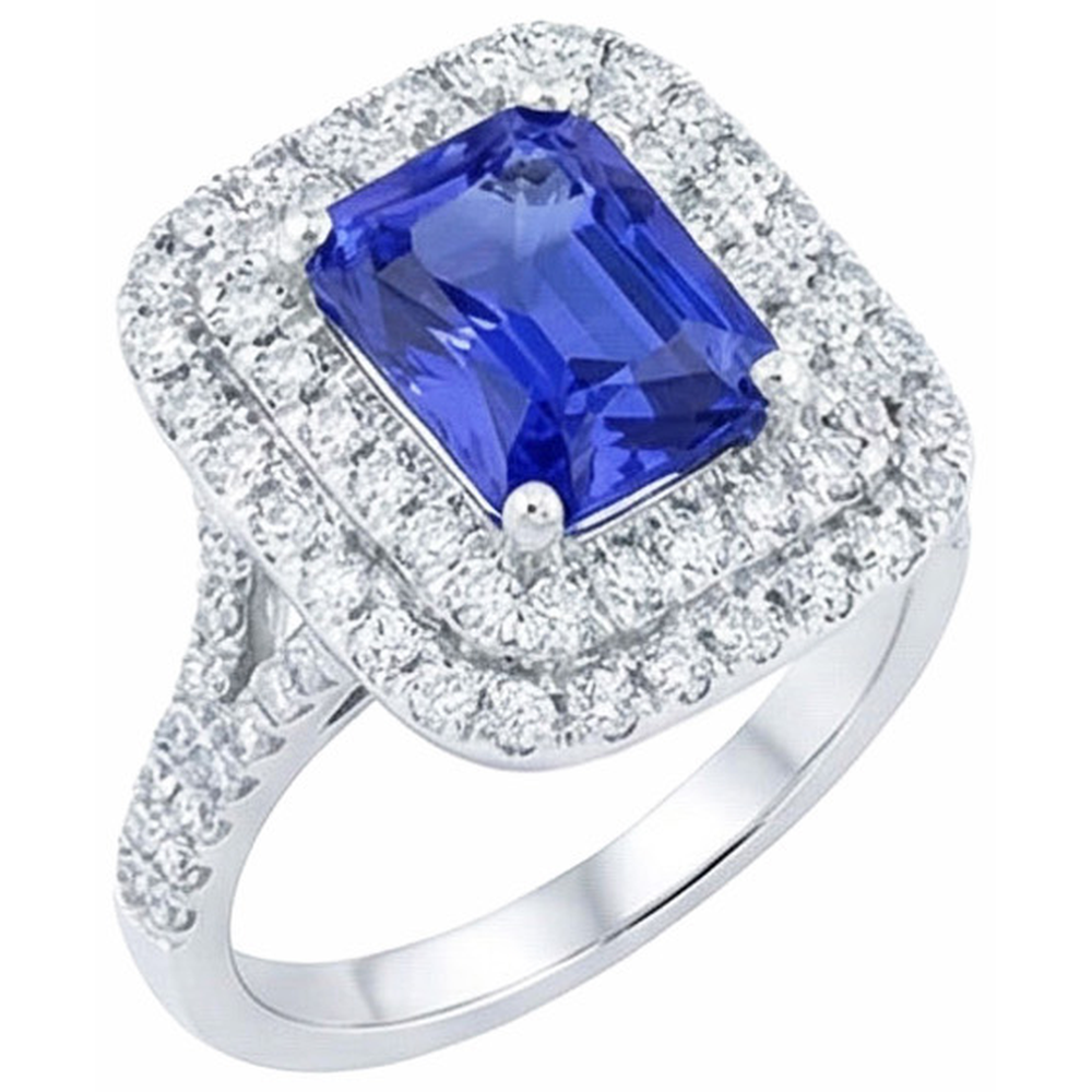 natural round sapphire 4ct ring side angle
