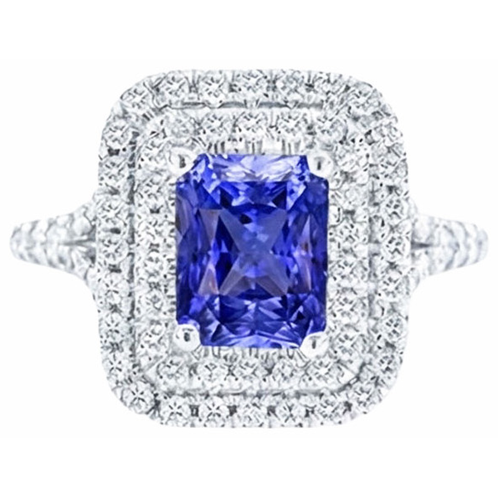 natural round sapphire 4ct ring close up detail