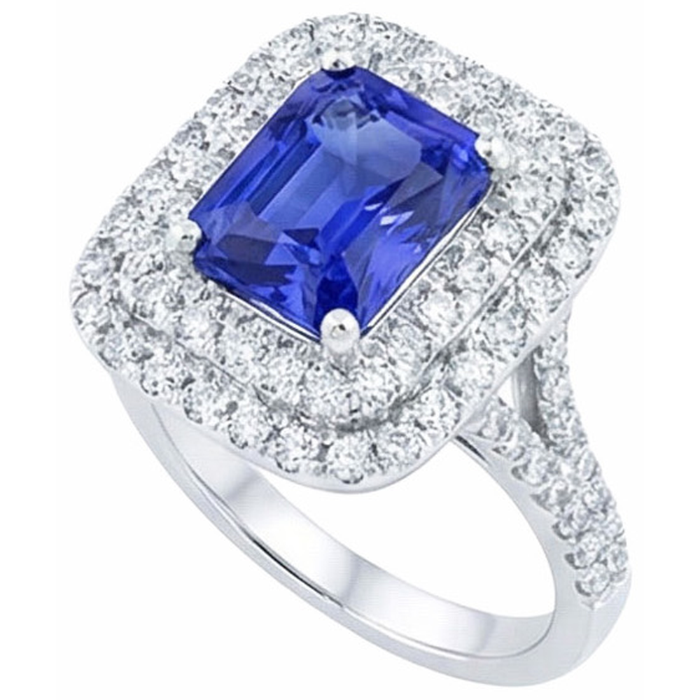 natural round sapphire 4ct ring top view