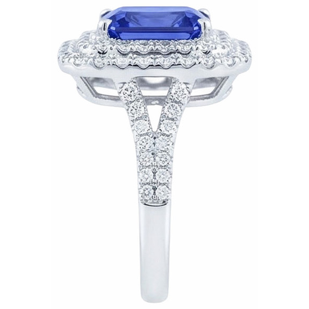 natural round sapphire 4ct ring profile view