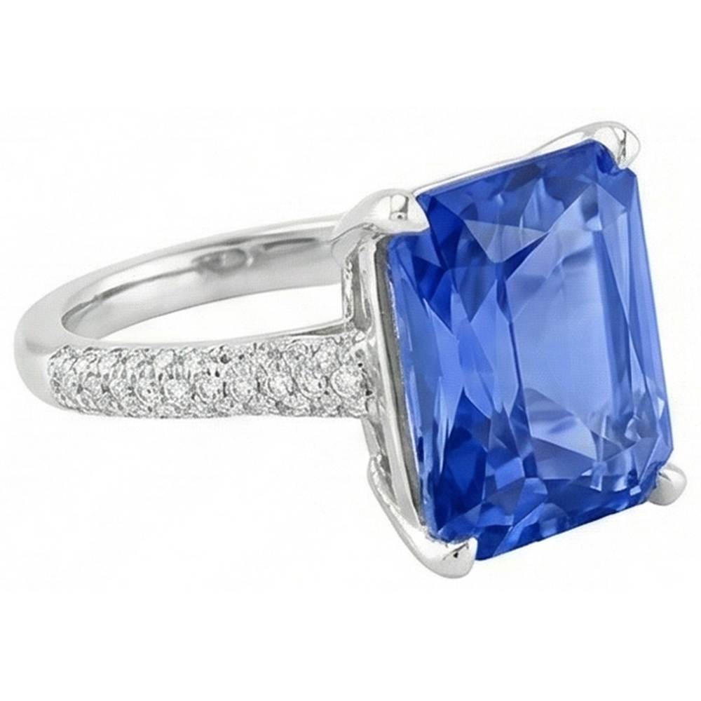 Natural Earth Mined Diamond ( Not Lab Grown ) Engagement Ring 5 Carats Radiant Sapphire Gemstone Jewelry