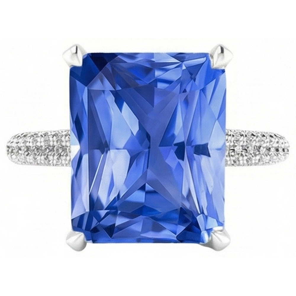 Natural Earth Mined Diamond ( Not Lab Grown ) Engagement Ring 5 Carats Radiant Sapphire Gemstone Jewelry