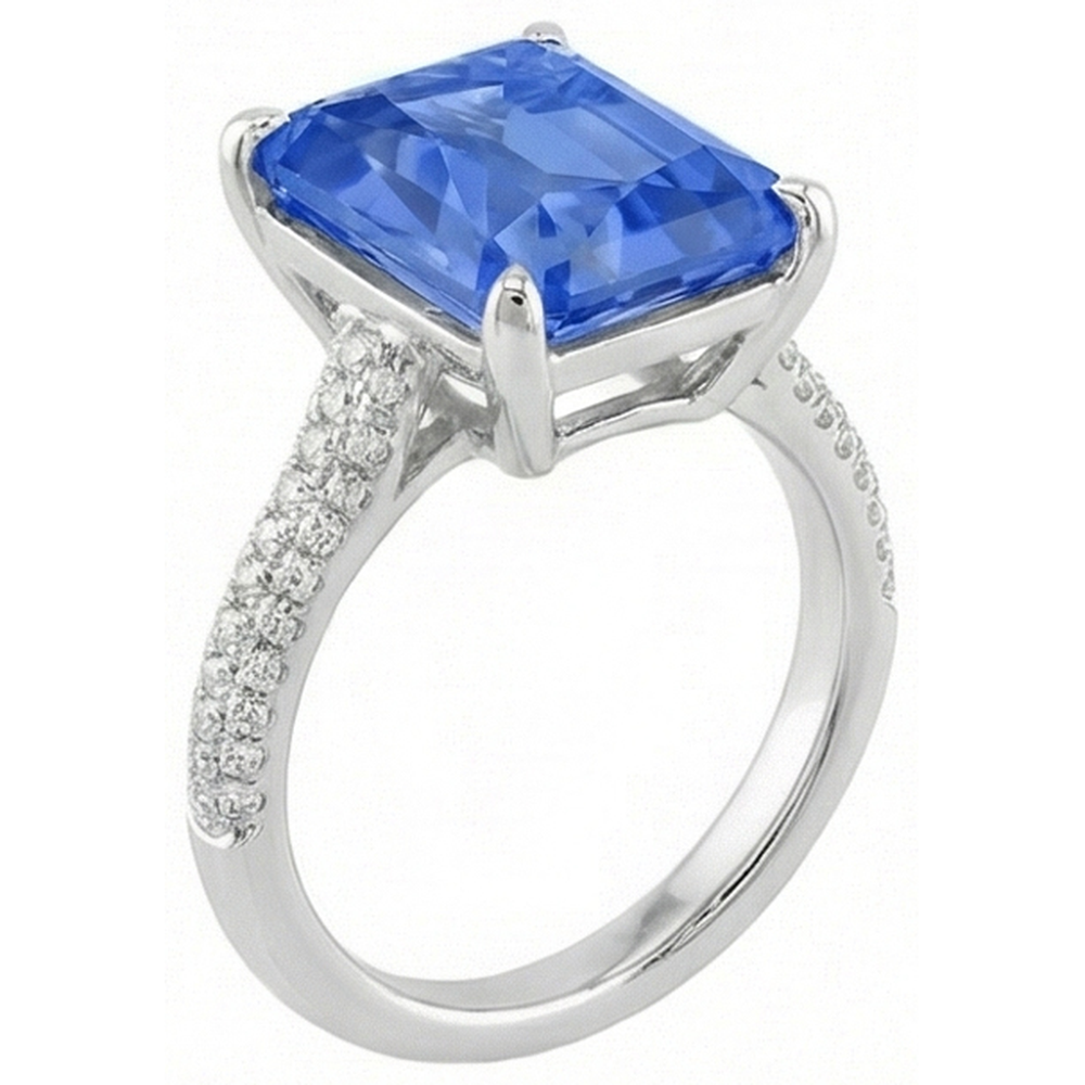 Natural Earth Mined Diamond ( Not Lab Grown ) Engagement Ring 5 Carats Radiant Sapphire Gemstone Jewelry