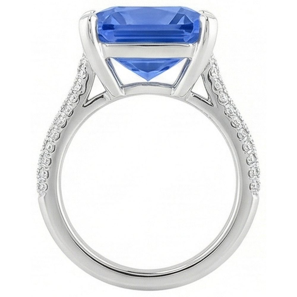 Natural Earth Mined Diamond ( Not Lab Grown ) Engagement Ring 5 Carats Radiant Sapphire Gemstone Jewelry