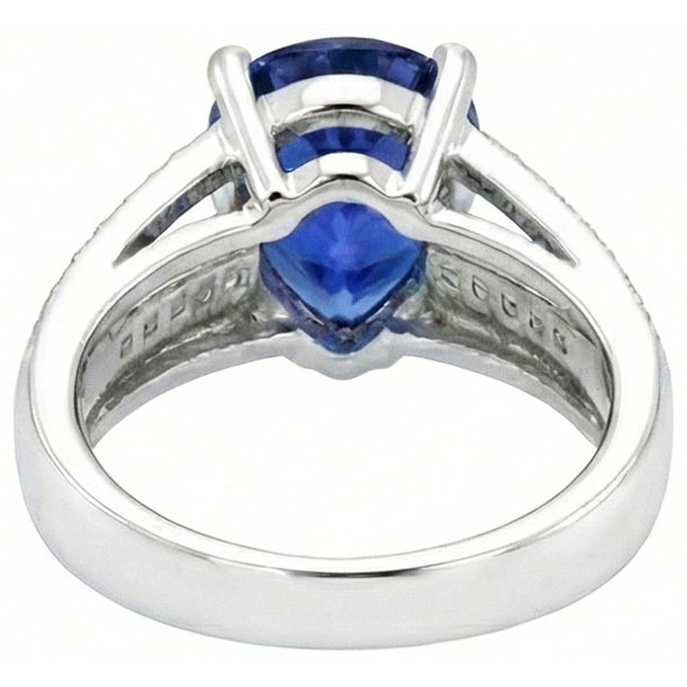 natural round sapphire 3.50ct ring top view