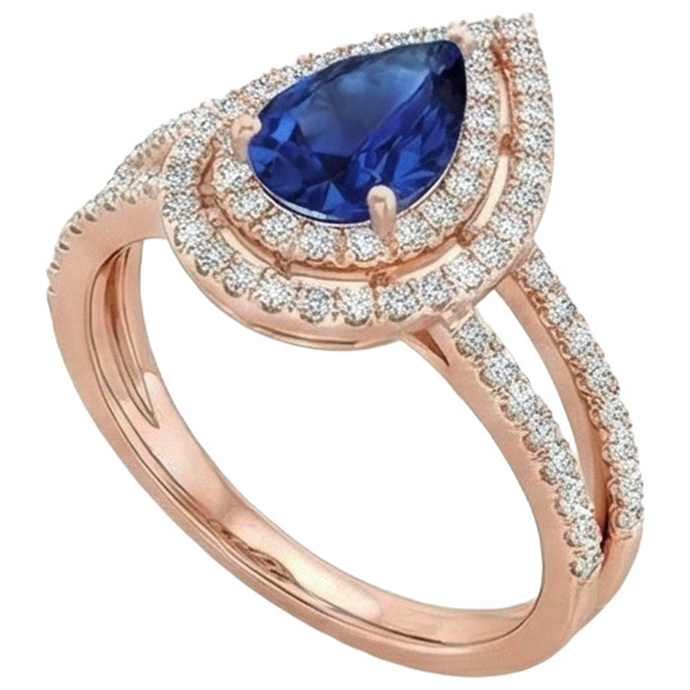 natural round sapphire 5.75ct ring top view